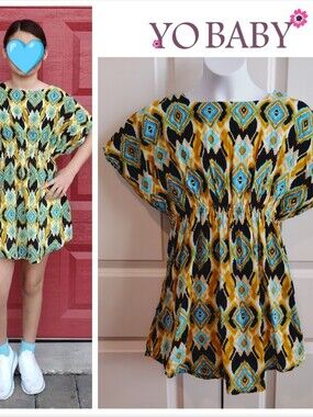 Yo Baby Geometric Mini Dress/Tunic Top (Indian Brand)